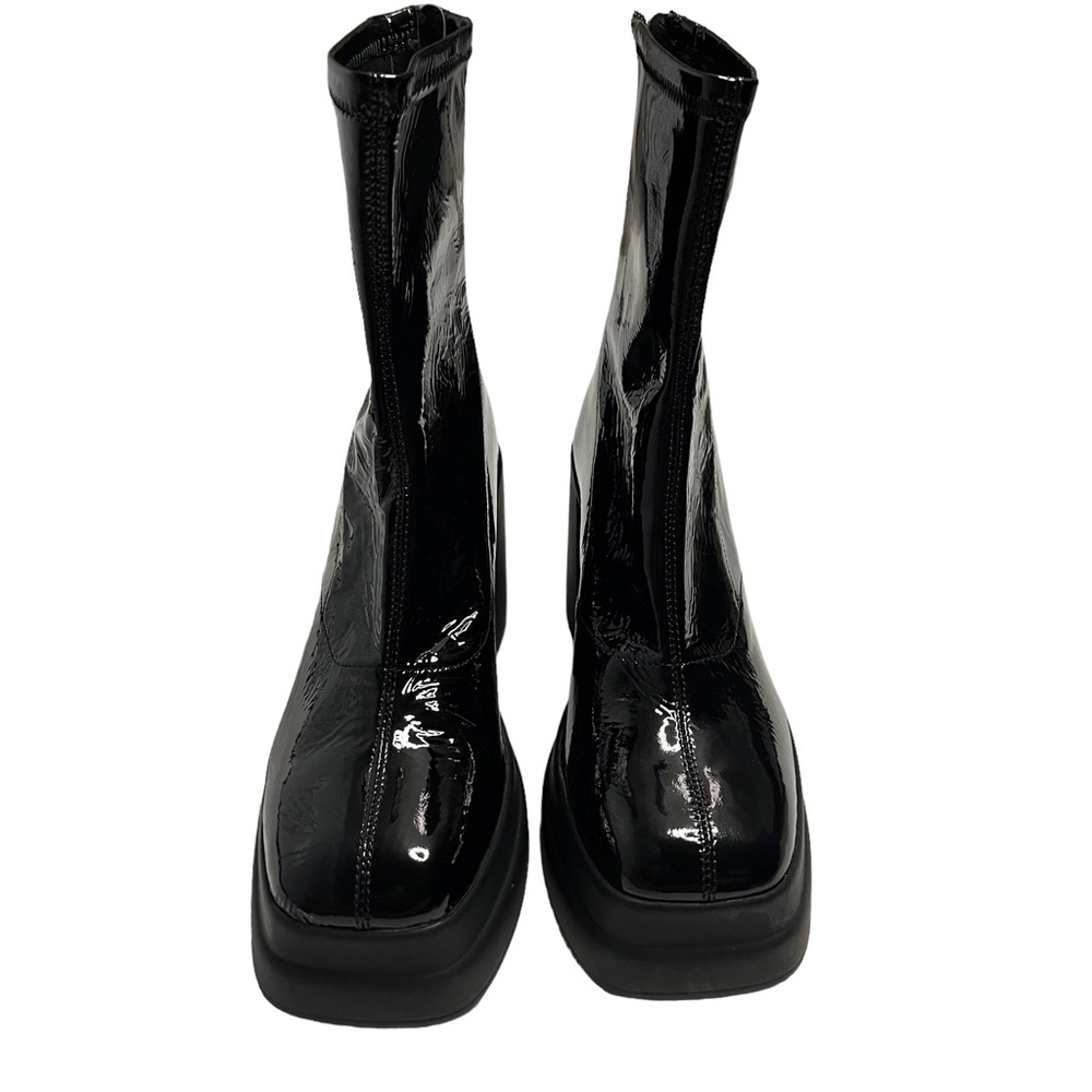 Free People Double Stack Black Patent Leather Platform Boots Size EU 39.5 NWOB - Picture 9 of 11